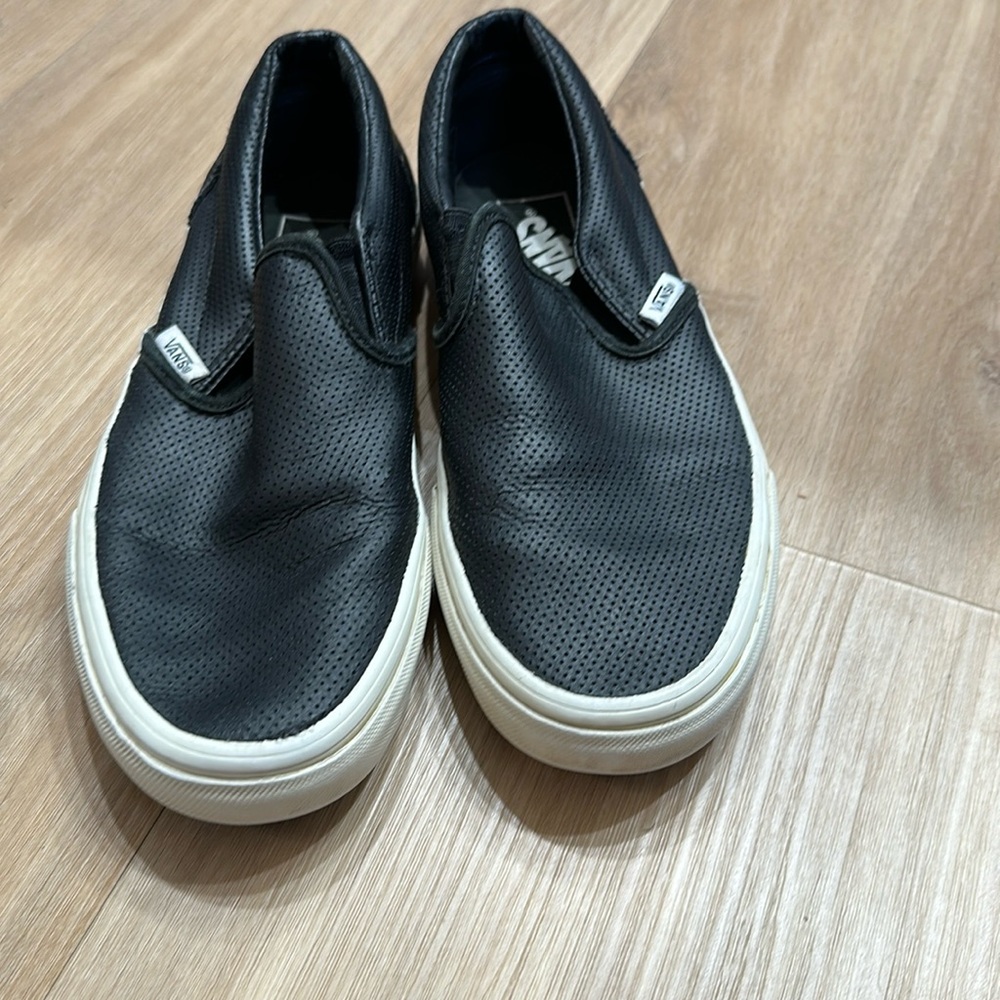 Vans Shoes Womens 7.5 Sneakers Classic Slip On Skate Leather Perf Black Casual